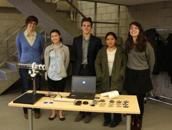 Students with their project to measure fading in art